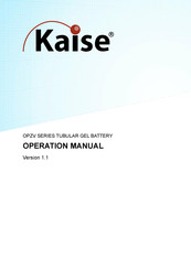 Kaise 5OPzV250 Operation Manual