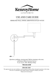 Kenroy Home HEMLOCK Use And Care Manual