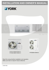 York YFFE36BXEXBH-RX Installation And Owner's Manual