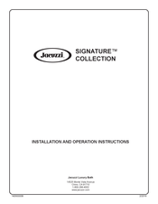 Jacuzzi SIGNATURE COLLECTION Installation And Operation Instructions Manual