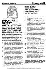 Honeywell HFT-114B Series Owner's Manual