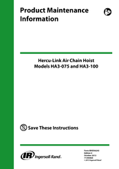 Ingersoll-Rand HA3-100 Product Maintenance Information