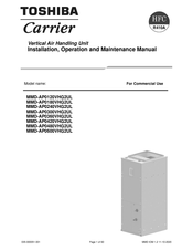 Toshiba Carrier MMDMMD-AP0120VHG2UL Installation, Operation And Maintenance Manual