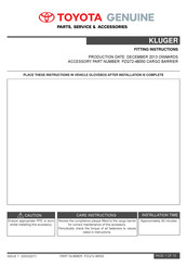 Toyota PZQ72-48050 Fitting Instructions Manual