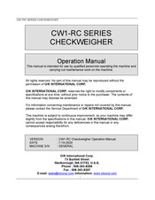 OK International CW1-RC Series Operation Manual