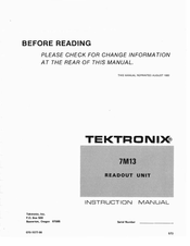 Tektronix 7M13 Instruction Manual
