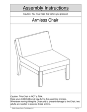 Noble House Home Furnishings Armless Chair Assembly Instructions Manual