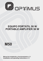 Optimus M50 Installation And Operating Instructions Manual