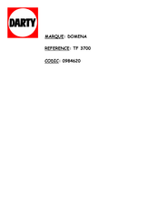 DOMENA TF 3700 Instruction Book