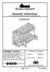 Furniture of America CM-BK922F Assembly Instructions Manual