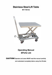 Vestil MH-V10 Operating Manual & Parts List