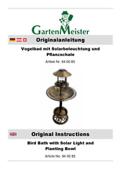 Garten Meister 94 00 85 Original Instructions Manual