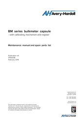 Liquid Controls Avery-Hardoll BM550 Maintenance Manual And Parts List