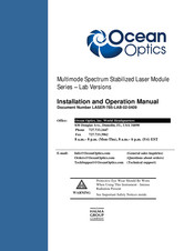 Halma Ocean Optics LASER-785-IP-LAB Installation And Operation Manual