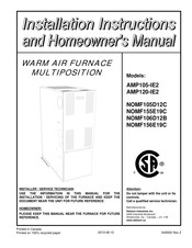 Dettson NOMF155E19C Installation Instructions And Homeowner's Manual