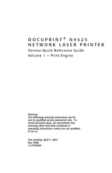 Xerox DocuPrint N4525 Service Quick Reference Manual