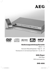 AEG DVD 4506 Instruction Manual & Guarantee