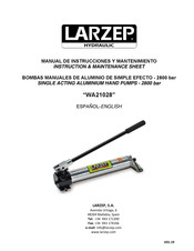 Larzep WA21028 Instructions & Maintenance Sheet