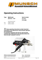 Munsch MM-Xtruder Operating Instructions Manual