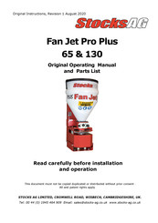 Stocks Ag Fan Jet Pro Plus 65 Original Operating Manual And Parts List