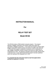 Megger SR-98 Instruction Manual