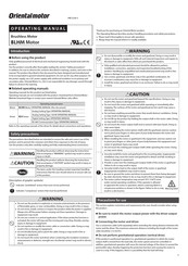 Oriental motor BLHM5100KC Series Operating Manual