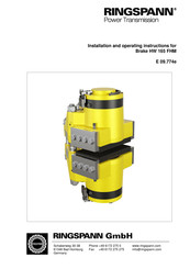 RINGSPANN Brake HW 165 FHM Installation And Operating Instructions Manual
