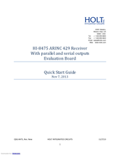 HOLT HI-8475 ARINC 429 Quick Start Manual