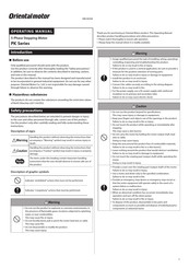 Oriental motor PK Series Operating Manual