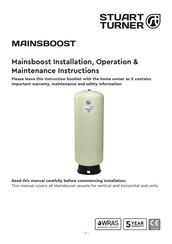 Stuart Turner Mainboost MB 750SV Installation, Operation & Maintenance Instructions Manual