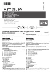 Bft VISTA SEL SW Installation And User Manual