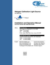 Halma Ocean Optics HL-2000-CAL Installation And Operation Manual