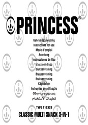 Princess CLASSIC MULTI SNACK 3-IN-1 Instructions For Use Manual