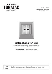 Tormax Automatic TORMAX 2201 Instructions For Use Manual