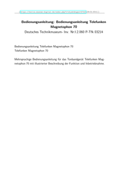 Telefunken Magnetophon 70 Operating Instructions Manual