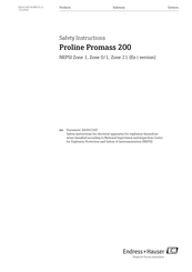Endress+Hauser Proline Promass 200 Safety Instructions