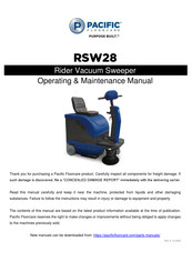 Pacific Floorcare RSW28 Operating & Maintenance Manual