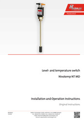 Bühler technologies Nivotemp NT MD Installation And Operation Instructions Manual