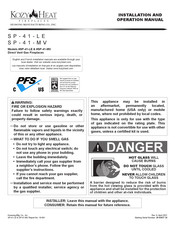 kozy heat SP-41-MV Installation And Operation Manual