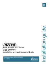 ADTRAN GigE SFU ONT Installation And Maintenance Manual