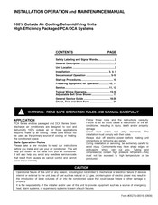 Addison DCA Series Installation, Operation And Maintenance Manual
