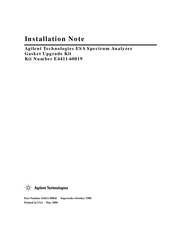 Agilent Technologies E4411-60019 Installation Note