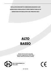 Dru BASSO Instructions For Installation And Operation Manual
