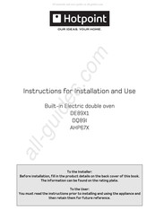 Hotpoint AHP67X Instructions For Installation And Use Manual