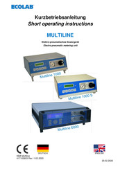 Ecolab MULTILINE 1000-S Short Operating Instructions