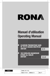 Rona 2001594 Operating Manual