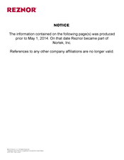 Reznor FX05 Application And Instructions