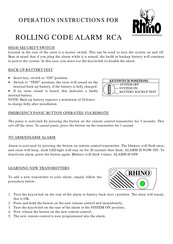 RHINO RCA Operation Instructions Manual