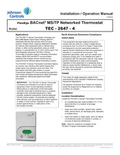 Johnson Controls TEC-2647-4 Installation & Operation Manual