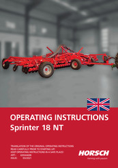 horsch Sprinter 18 NT Operating Instructions Manual